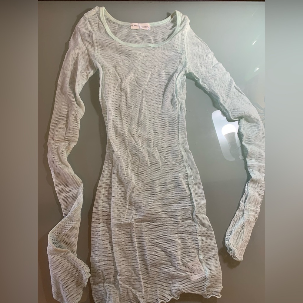 Rebecca Beeson Elegant Mint Green Mesh Sheer Long Sleeve Top size 2